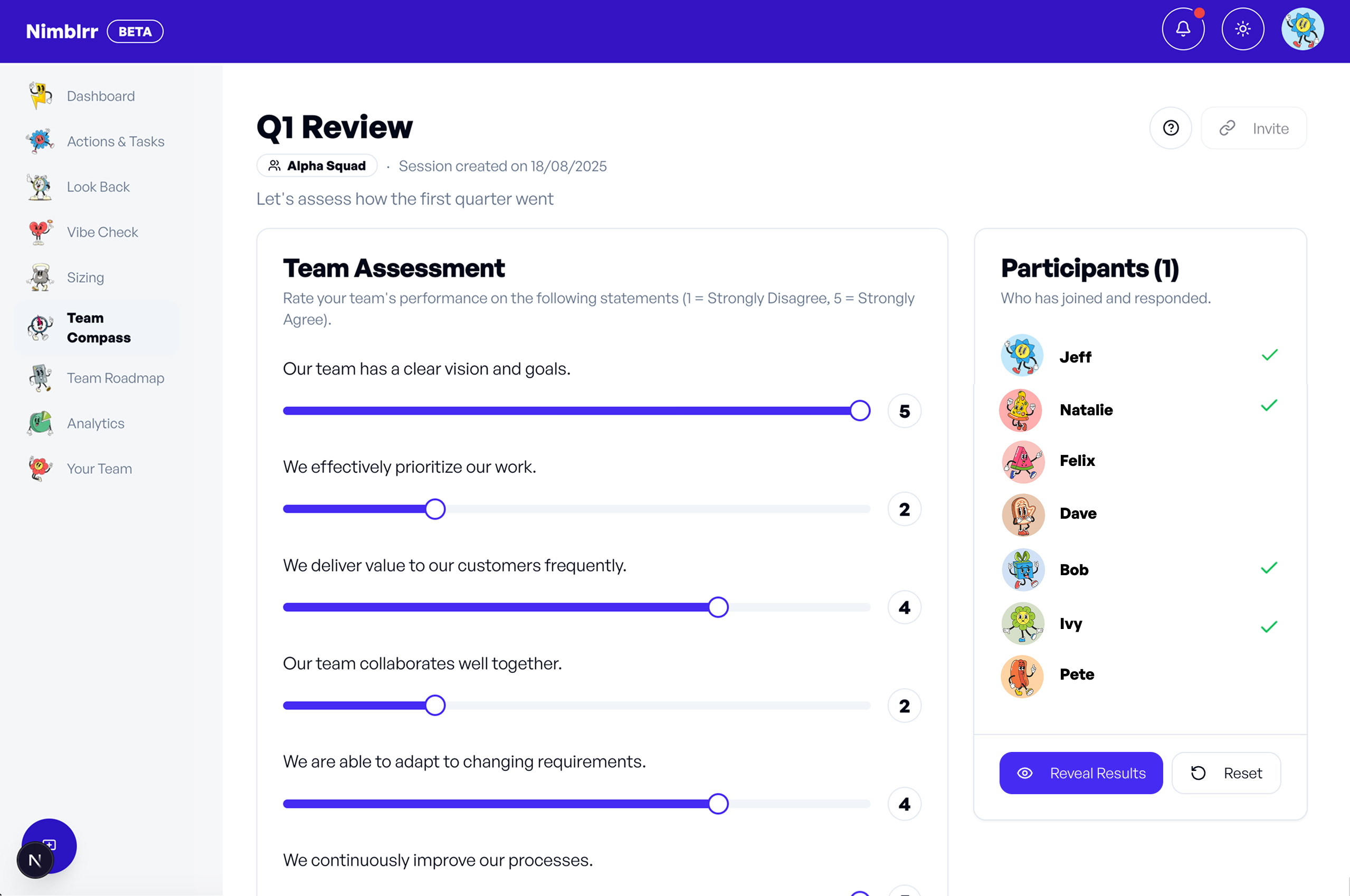 Team Compass survey setup